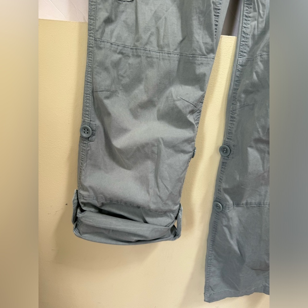 Old Navy Y2K Cargo RollUp Tab 8 Straight Leg Cotton Utility Pant Capri Zip Light - Picture 14 of 16